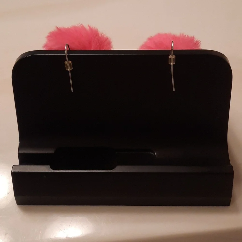Pink Fur Ball Earrings